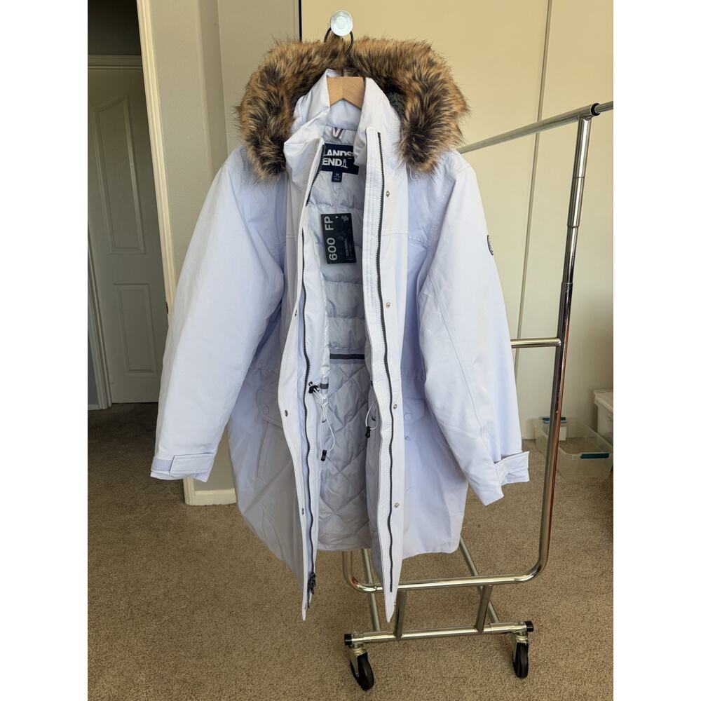 NWT Lands' End Women's 3X Expedition Faux Fur Hooded Down Parka Coat